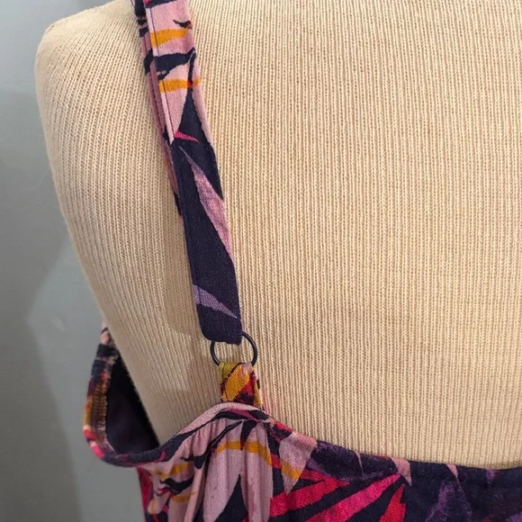 Torrid Purple and Pink Leaf Print Midi Dress - Picture 4 of 5